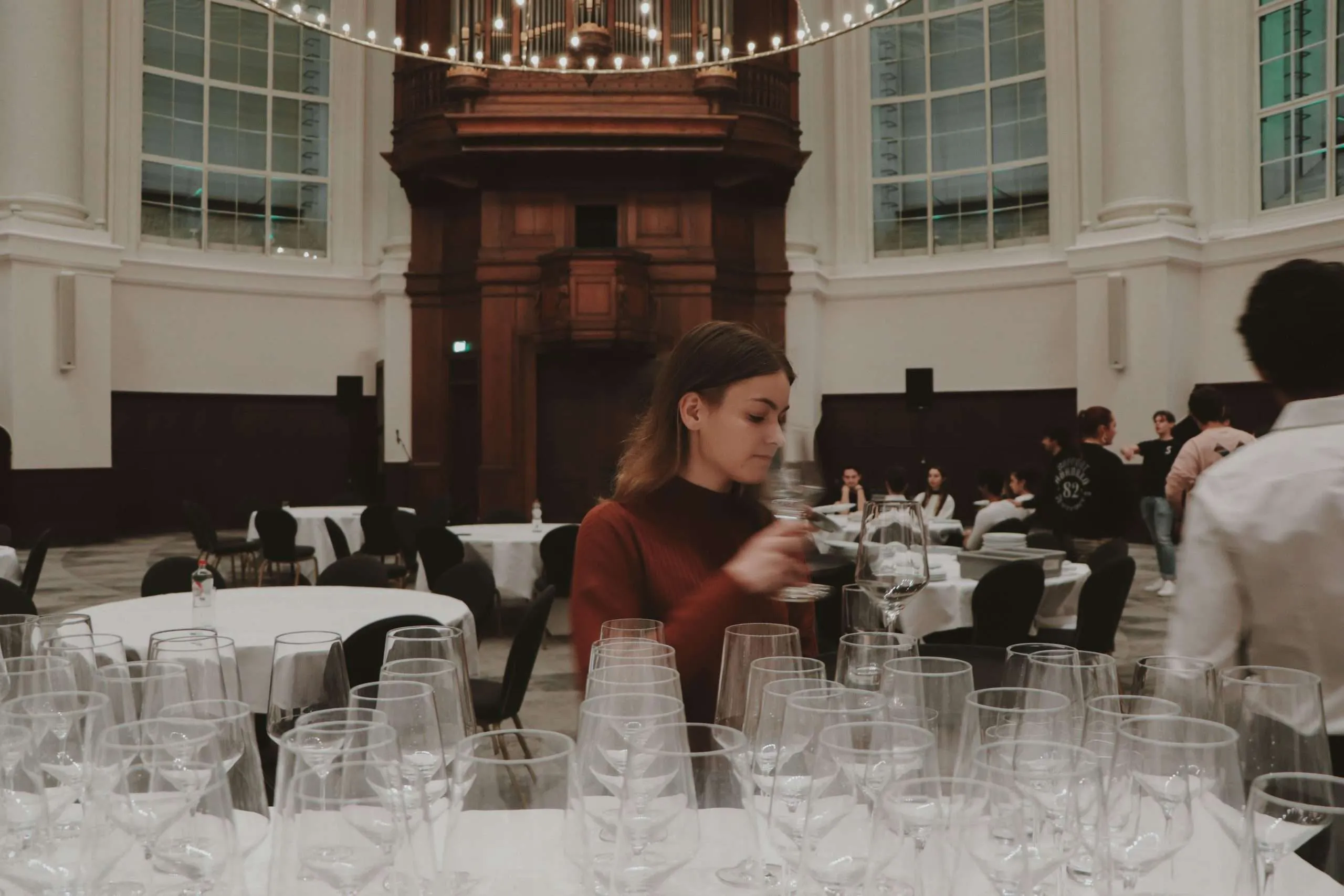 Professional hotel team working together in an elegant hotel environment